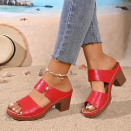 Women Summer Lightweight Hollow Sandals High Heels New Dress Chunky Open Toe Slippers Female Casual Slingback Slides Shoes