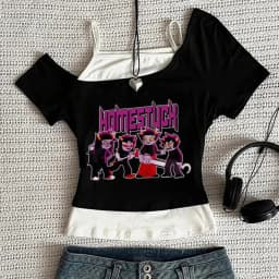 Homestuck cropped top teen y2k streetwear anime scene grunge t shirt cutecore baddie graphic streetwear gothic