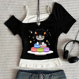 Homestuck cropped top teen y2k streetwear anime scene grunge t shirt cutecore baddie graphic streetwear gothic