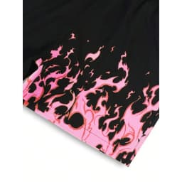 Flame Pattern Pink Shorts Black Flame Skull