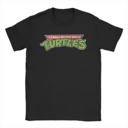 Vintage Ninja Turtles Retro Logo T-Shirts Men Round Neck Pure Cotton T Shirts Short Sleeve Tee Shirt Birthday Present Clothing
