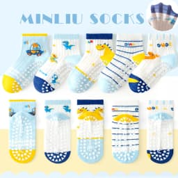 2026 Kids Anti Slip Socks Boys Girls Spring Summer Cartoon Breathable Mesh Short Socks 5 Pairs