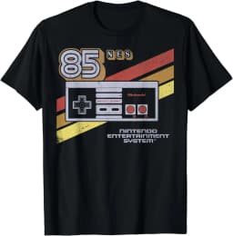 Retro-style Game Controller Style 85-number Printed Cotton T-shirt for Men - Summer Streetwear Short Sleeve Shirt