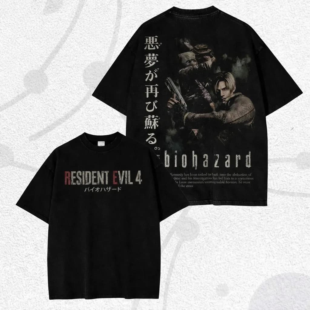 Retro Fan Gift, Resident Evil T-shirt, Leon Kennedy Retro Game T-shirt, Retro Casual Daily T-shirt