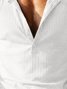 Men's New High-End Ribbed Henley Vest, Stylish Casual and Street Style, Soft and Comfortable Fabric, Summer First Choice