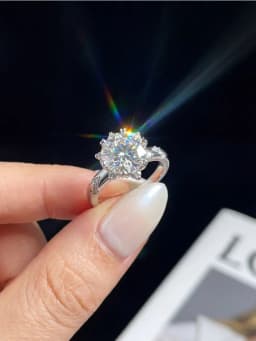 Luxury 2CT Moissanite Diamond Gemstone Engagement Rings for Women Solitaire Wedding Anniversary Jewelry