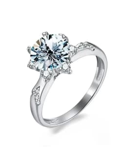 Luxury 2CT Moissanite Diamond Gemstone Engagement Rings for Women Solitaire Wedding Anniversary Jewelry