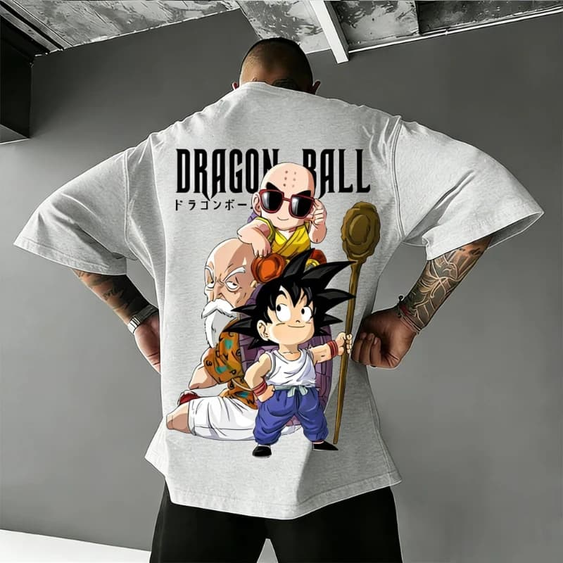 2026 Summer Dragon Ball Retro Pure Cotton Fitness T-shirt Men's Oversized Short-sleeved Family Unisex Children's Casual Shirt