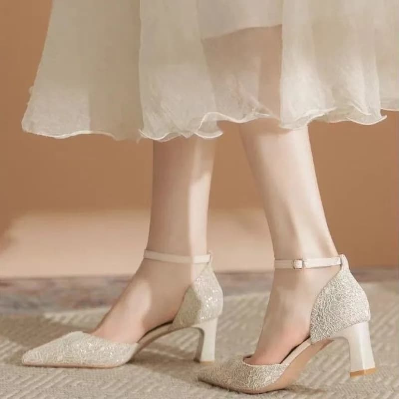 2026 New Summer Fashion Pointed Toe Buckle Latch Shoes Women High Heels Banquet Sexy Women Sandals Women Shoes 41656