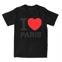 Men T Shirt I Love Paris Gifts T-Shirts Harajuku I Heart Paris France French Beach Tees Vintage Casual Tops Gift