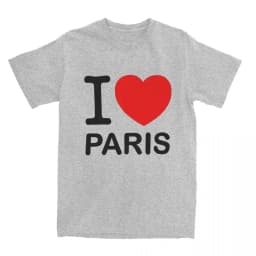 Men T Shirt I Love Paris Gifts T-Shirts Harajuku I Heart Paris France French Beach Tees Vintage Casual Tops Gift