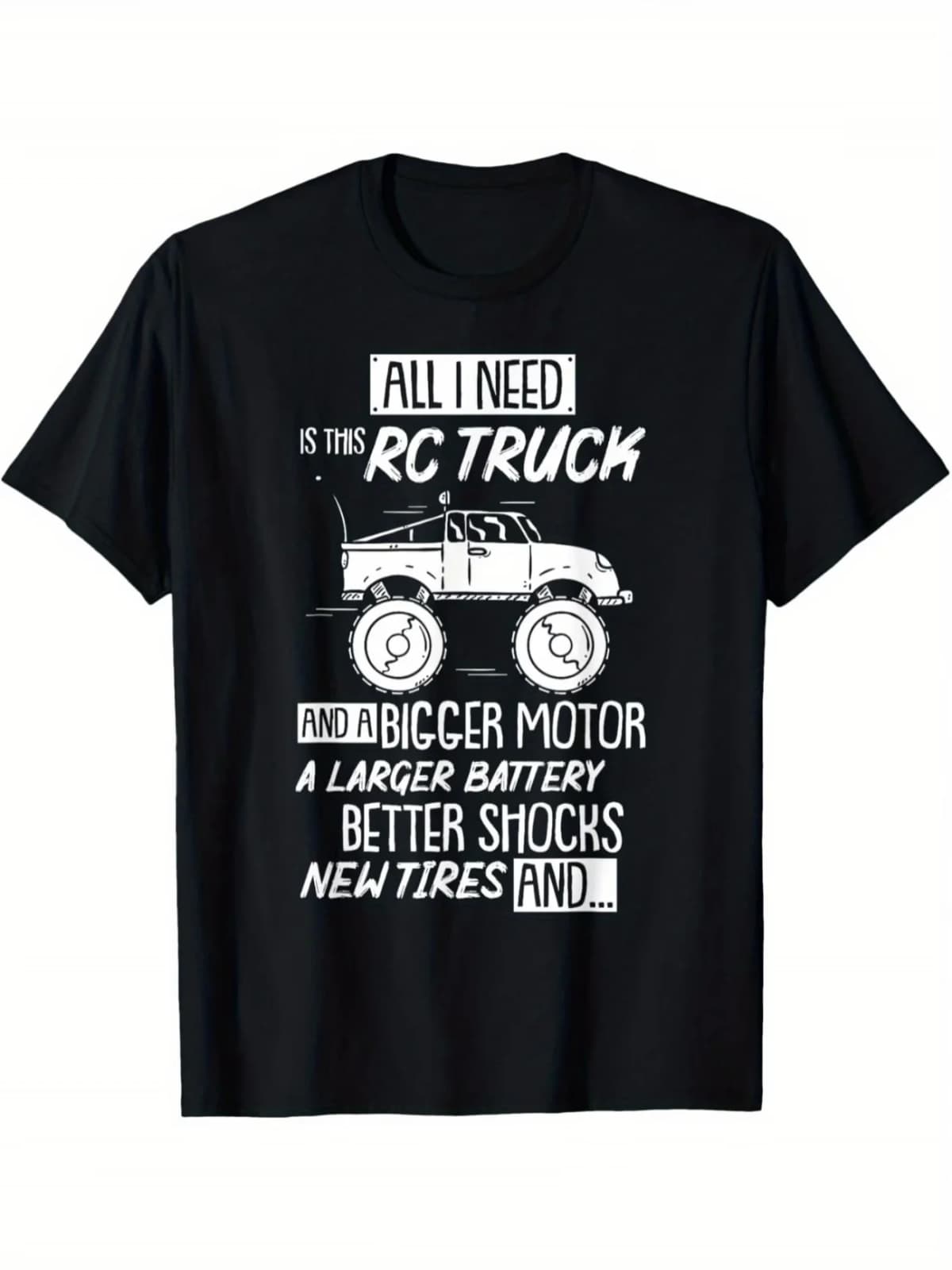Funny Graphic Men's T Shirt Women Cotton Tee Oversized Spring Summer Loose Humorous Phrases for RC Racing Cars and Trucks on Top