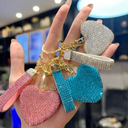 Luxury Rhinestone Heart Keychain - Sparkling Car Key Ring & Bag Charm