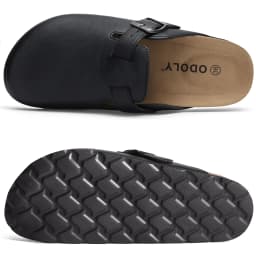 Litfun Cork Footbed Clogs Vegan Leather Mules Comfortable Anti-slip Cork Sole Slippers with Arch Support Potato Shoes Outdoor