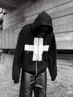 2026 New Y2K Dark Cross Hooded Zipper Hoodie American Retro Loose Jacket Punk Gothic Trendy Fashion Ins Personality Versatile