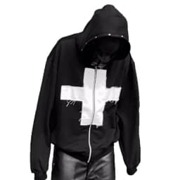 2026 New Y2K Dark Cross Hooded Zipper Hoodie American Retro Loose Jacket Punk Gothic Trendy Fashion Ins Personality Versatile