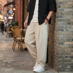 New Korea Cotton Linen Harem Pants Solid Baggy Pants Loose Large Jogger Sweatpants Breathable Casual Trousers Men's Work Pants