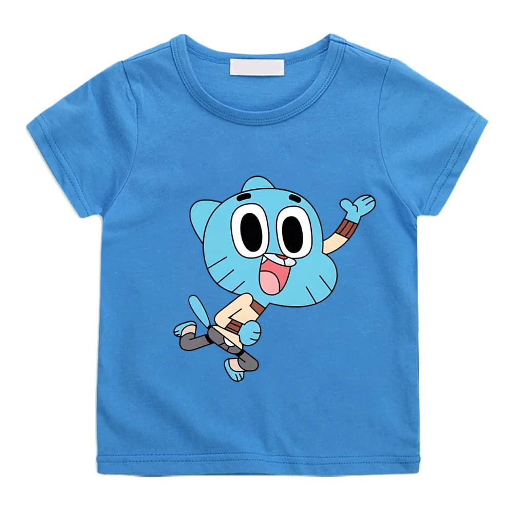 Kawaii Cotton T Shirt The Wonderfully Weird World of Gumball Kids T-Shirt Street Fashion Graphic Tshirts Breathable Casual Tees