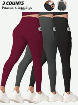 1/3Pcs Women's Soft Sports Leggings With Pockets For Women High Waisted Workout Yoga Running Push Up Gym Fitness Tight Pants