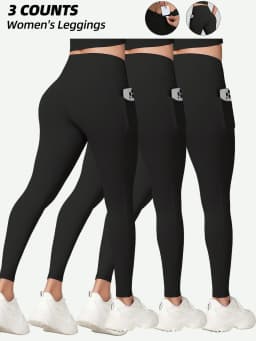 1/3Pcs Women's Soft Sports Leggings With Pockets For Women High Waisted Workout Yoga Running Push Up Gym Fitness Tight Pants