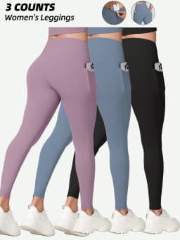 1/3Pcs Women's Soft Sports Leggings With Pockets For Women High Waisted Workout Yoga Running Push Up Gym Fitness Tight Pants