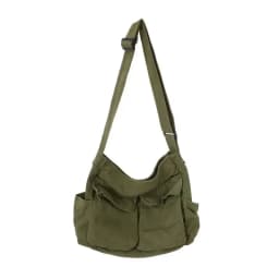 Women's Large Capacity Canvas Messenger Bag Casual Shoulder Handbag Solid Designer School Bag for Ladies