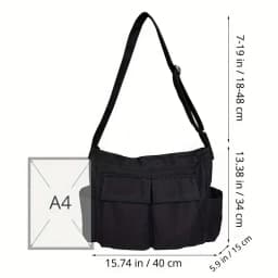 Women's Large Capacity Canvas Messenger Bag Casual Shoulder Handbag Solid Designer School Bag for Ladies
