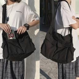 Women's Large Capacity Canvas Messenger Bag Casual Shoulder Handbag Solid Designer School Bag for Ladies