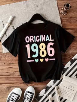 Original 1986 T Shirt Women 40th Birthday Gift Graphic Tees Retro Colorful Letter Print Tops Summer Short Sleeve O-Neck Shirt