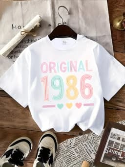 Original 1986 T Shirt Women 40th Birthday Gift Graphic Tees Retro Colorful Letter Print Tops Summer Short Sleeve O-Neck Shirt