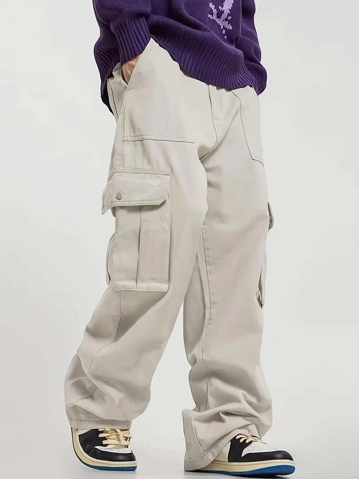 Big Pocket Wild Cargo Pants Man Loose Fit Wide Leg Baggy Cargo Pants Hip Hop Streetwear Multi-Pocket Fashion Joggers