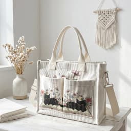 Cute Black Cat & Book Print Pink Corduroy Tote Bag Large Capacity Multi Pocket Cat Lover Commuter Shoulder Bag