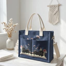 Cute Black Cat & Book Print Pink Corduroy Tote Bag Large Capacity Multi Pocket Cat Lover Commuter Shoulder Bag