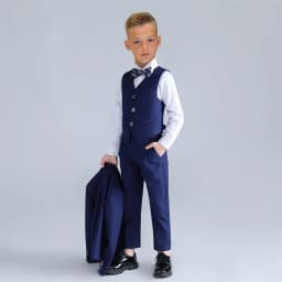 Fast Delivery Elegant Homecoming Boy Suit Set 4pcs Classic Flower Boy Suit Formal Party Boy Dress Jacket Vest Pants Bowtie