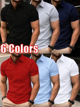 Summer Breathable Polo Shirts Men Turn-down Collar Button T-Shirt Casual Loose Clothes Sport Office Short Sleeve Comfy Daily Top