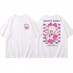 Cartoon Kirby Short-sleeved T-shirt for Men 2026 Summer Anime-style Pure Cotton T-shirt Japanese Style Fashion Apparel