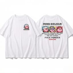 Cartoon Kirby Short-sleeved T-shirt for Men 2026 Summer Anime-style Pure Cotton T-shirt Japanese Style Fashion Apparel