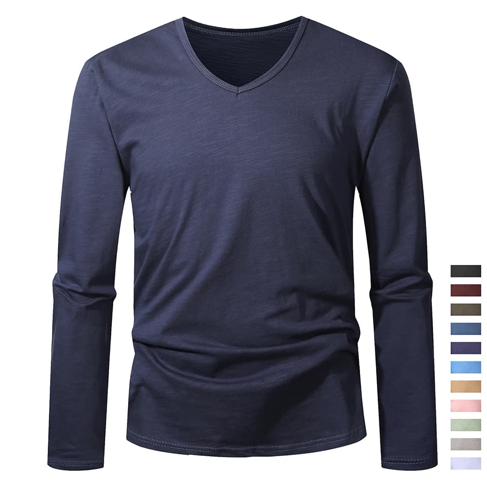 100% Cotton Men T Shirt Long Sleeve High Quality Male Tshirt Casual Fashion Tops Tee Soft Homme Clothing Black White T-shirt Men