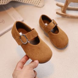 Girls Leather Shoes Toddlers Flats Princess Sweet Little Kids Soft Shoes T-strap Retro Classic Children's Dress Shoes for Party