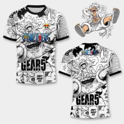 One Piece Luffy Gear 5 Men Football Jersey Summer Short Sleeve Women T-shirt Cartoon Japan Style Anime Children Clothes Tee Tops