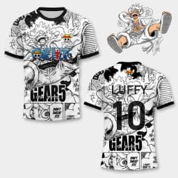 One Piece Luffy Gear 5 Men Football Jersey Summer Short Sleeve Women T-shirt Cartoon Japan Style Anime Children Clothes Tee Tops