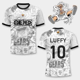 One Piece Luffy Gear 5 Men Football Jersey Summer Short Sleeve Women T-shirt Cartoon Japan Style Anime Children Clothes Tee Tops