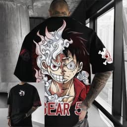 ONE PIECE Luffy Gear 5 2026 Summer New Product Harajuku Anime Printed Short Sleeve Men's and Women's Unisex Cotton T-shirt