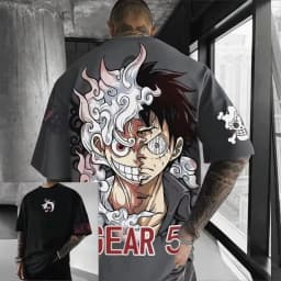 ONE PIECE Luffy Gear 5 2026 Summer New Product Harajuku Anime Printed Short Sleeve Men's and Women's Unisex Cotton T-shirt