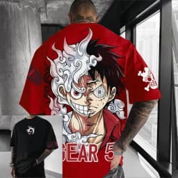 ONE PIECE Luffy Gear 5 2026 Summer New Product Harajuku Anime Printed Short Sleeve Men's and Women's Unisex Cotton T-shirt