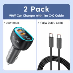 Toocki 90W USB C Car Charger For Phone 4 Ports PD Qi2.2 45W Fast Charging For iPhone 17 16 Pro Samsung S25 S24 Xiaomi LED Light
