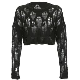 Women Hole Hollow Out Y2K T-shirts Batwing Sleeve Knitted Shirt for Women Punk Loose Streetwear Tops Spring Autumn 2026