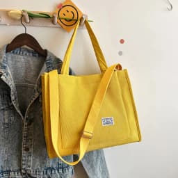 Ladies Corduroy Canvas Shoulder Crossbody Handbag Small Square Bag Stylish Trendy Women's Handbag for Casual Use