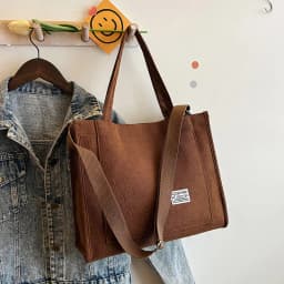 Ladies Corduroy Canvas Shoulder Crossbody Handbag Small Square Bag Stylish Trendy Women's Handbag for Casual Use