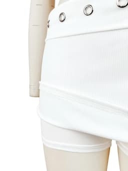 Beyprern Sexy Hollow Out Eyelet Two Piece Set Women Summer White Halter Crop Top and Mini Skirt Sets Outfits Streetwear 2026